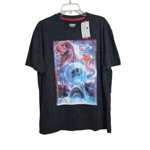 Universal Studios Unisex XL Black Tee Shirt Jaws ET Jurassic Park Back To Future